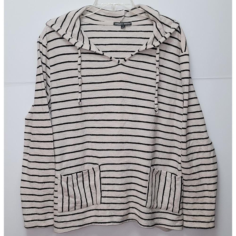 Threads 4 Thought Organic Cotton Striped‎ Hoodie Sz S Coastal Minimalist Preppy